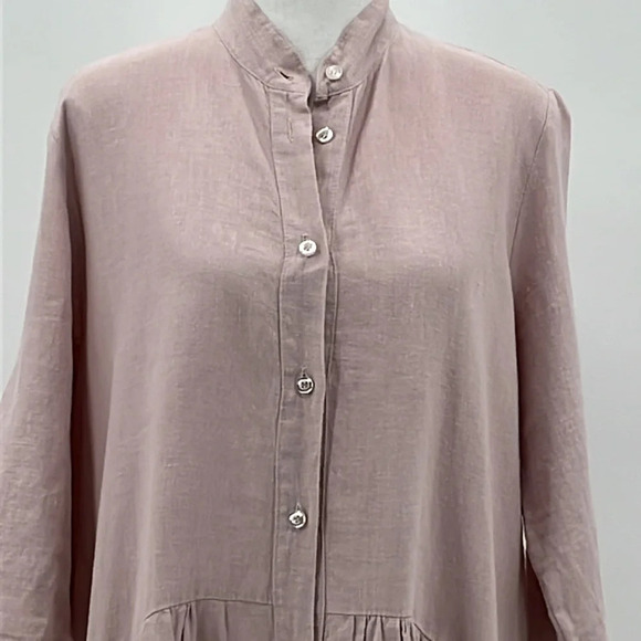 Crown Linen Designs Lagenlook Button Front Oversized Linen Dress - Size Small - Picture 2 of 6